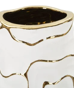 Vase céramique blanche lignes dorées