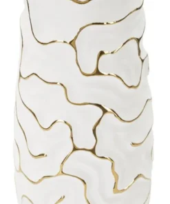Vase céramique blanche lignes dorées