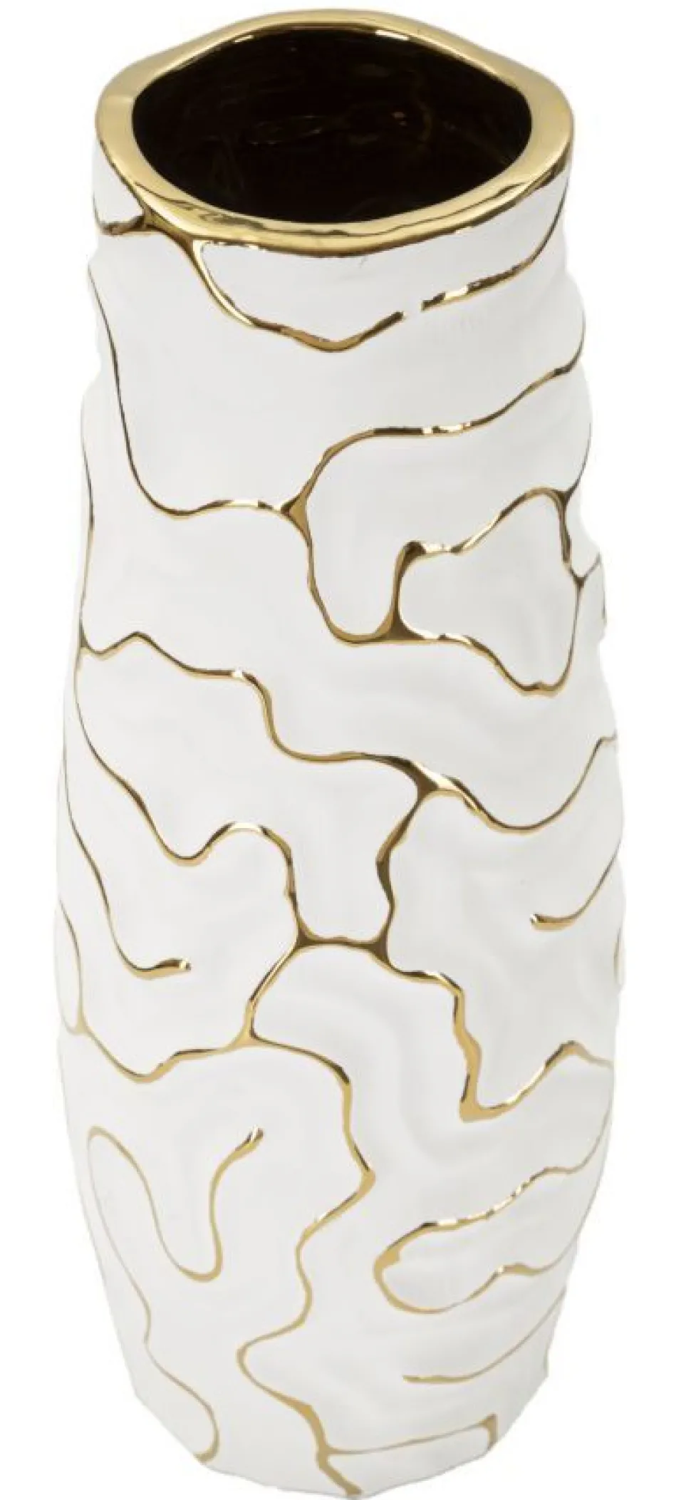 Vase céramique blanche lignes dorées
