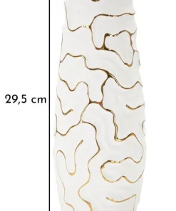 Vase céramique blanche lignes dorées