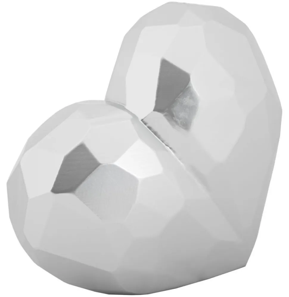 Vase cœur en résine argentée