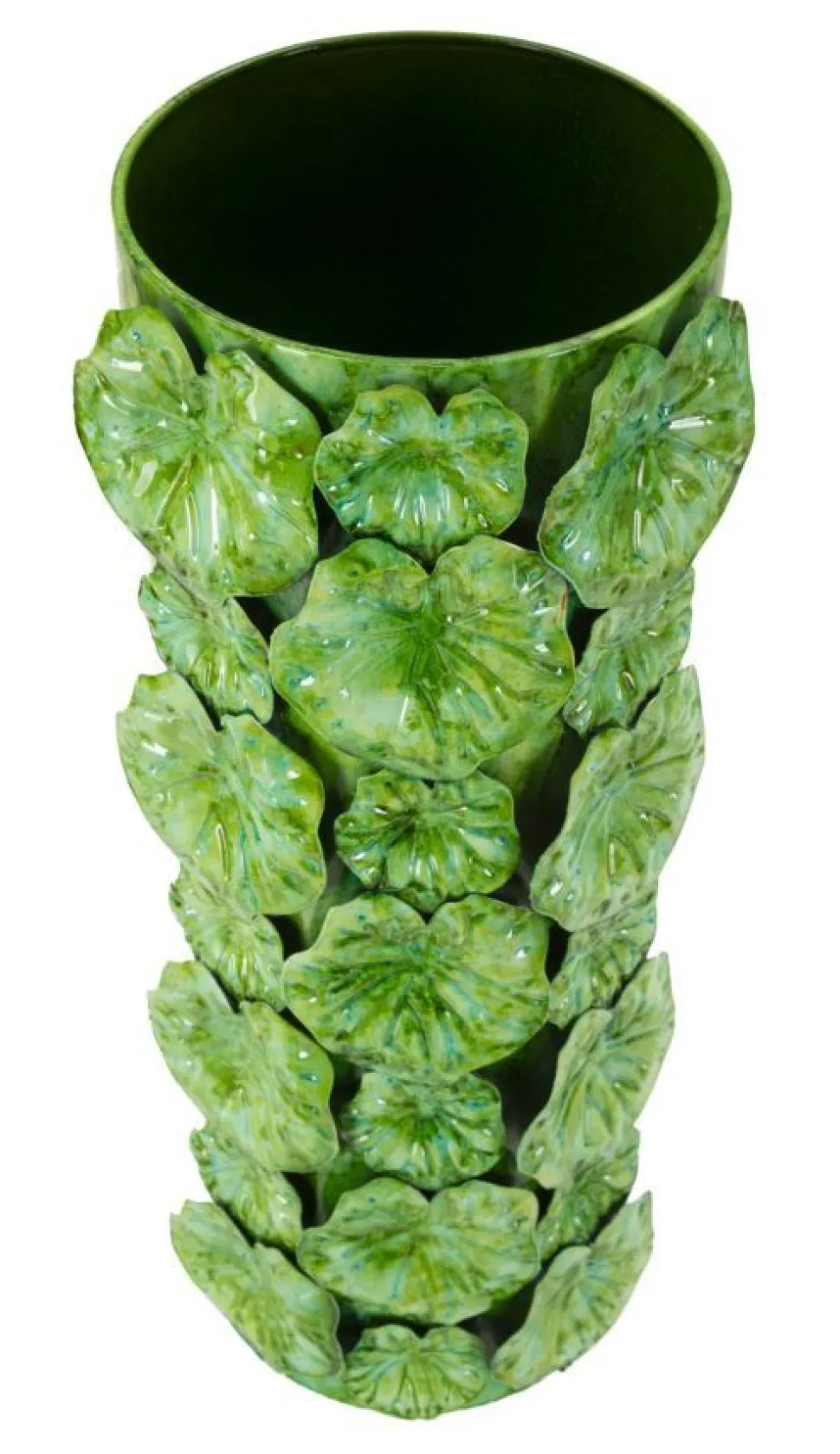 Vase déco en céramique verte décorée en relief