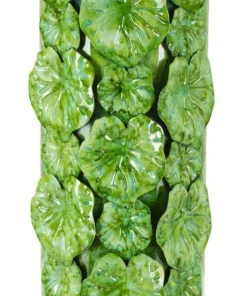 Vase déco en céramique verte décorée en relief