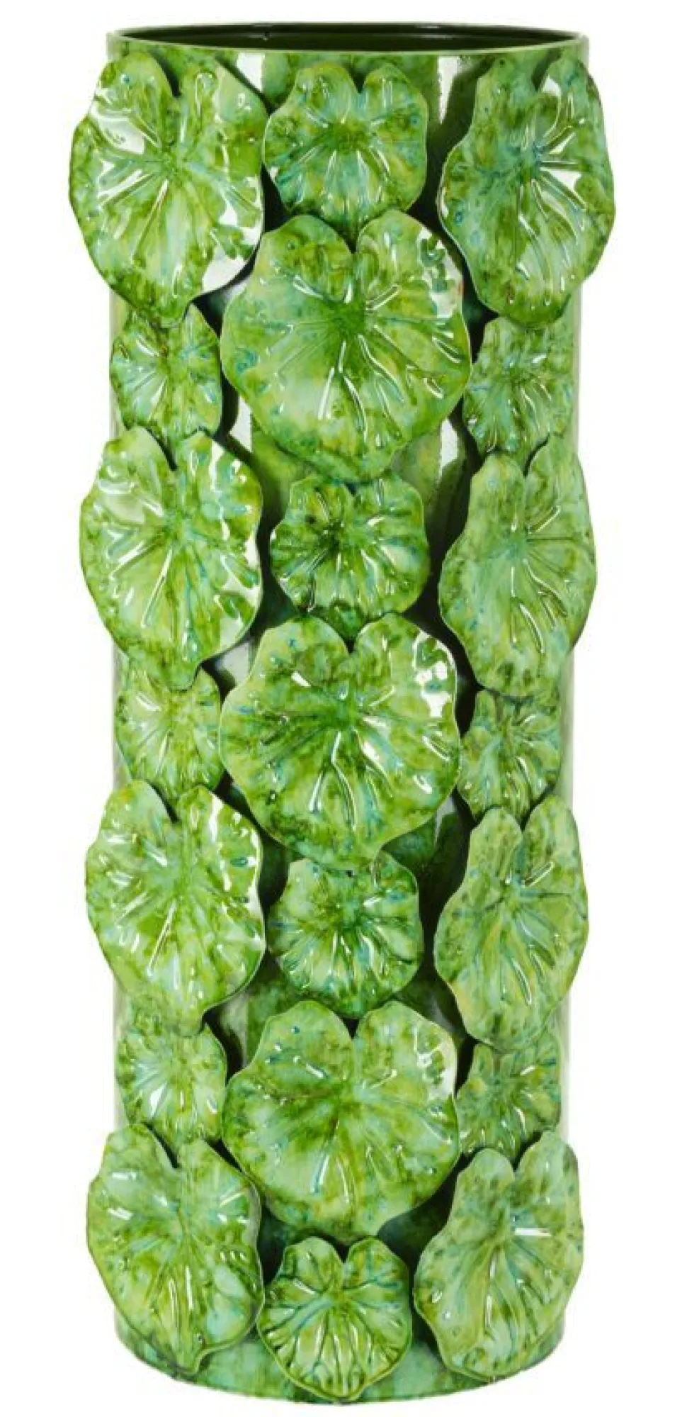 Vase déco en céramique verte décorée en relief