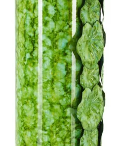 Vase déco en céramique verte décorée en relief