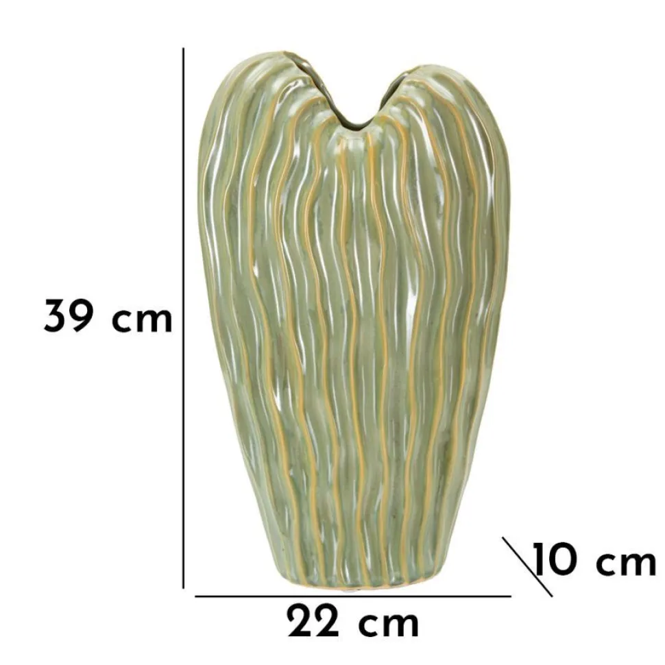 Vase décoratif en céramique texturée Vert