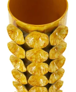 Vase décoratif relief jaune vif