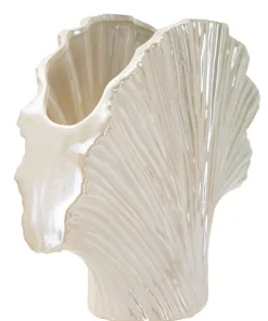 Vase design coquillage finition perlée et brillante