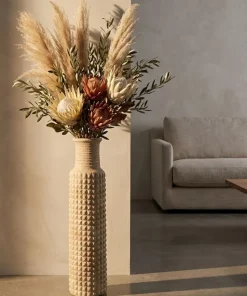 Vase d'extérieur sablé en pierre naturelle