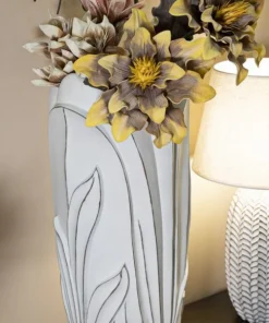 Vase en céramique blanc décorations en relief Gardy