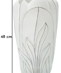 Vase en céramique blanc décoré en relief
