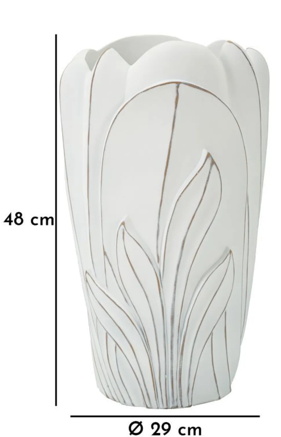 Vase en céramique blanc décoré en relief