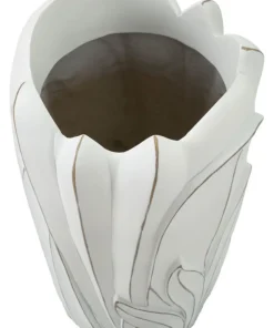 Vase en céramique blanc décoré en relief