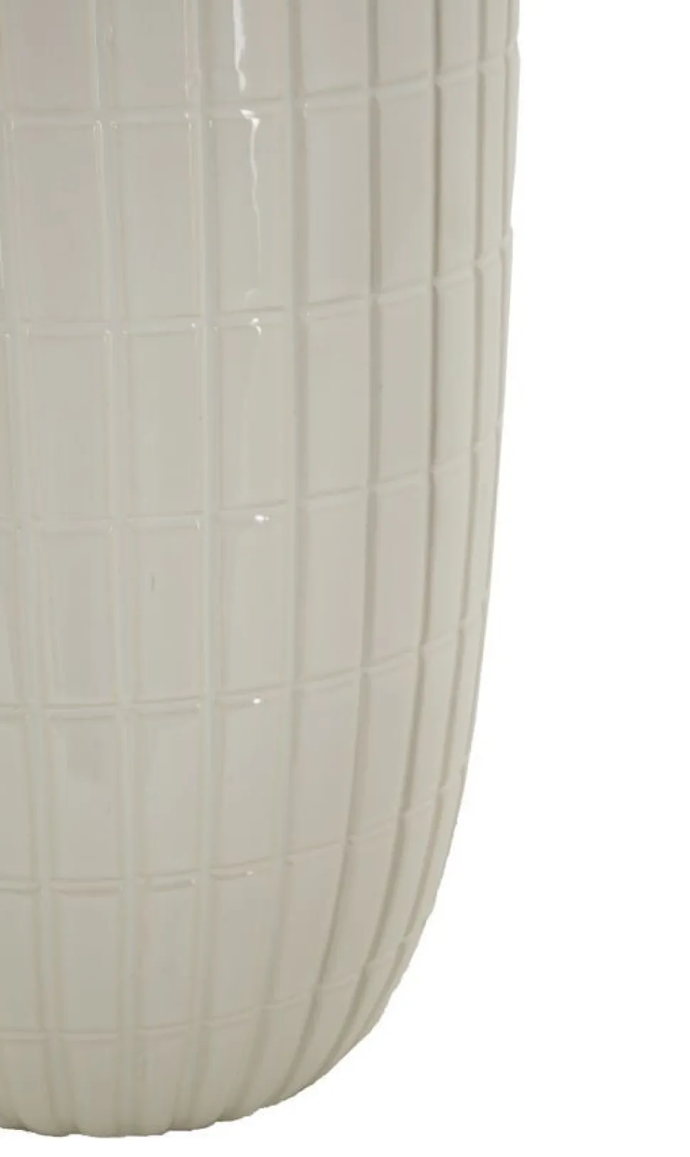Vase en céramique blanche avec anneaux dorés