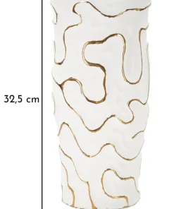 Vase en céramique blanche avec lignes dorées