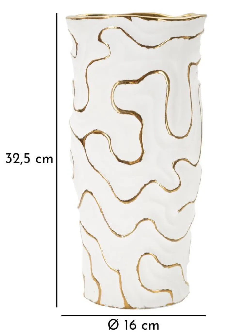Vase en céramique blanche avec lignes dorées