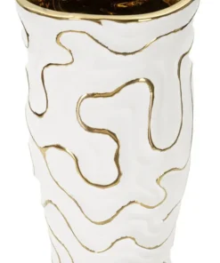 Vase en céramique blanche avec lignes dorées