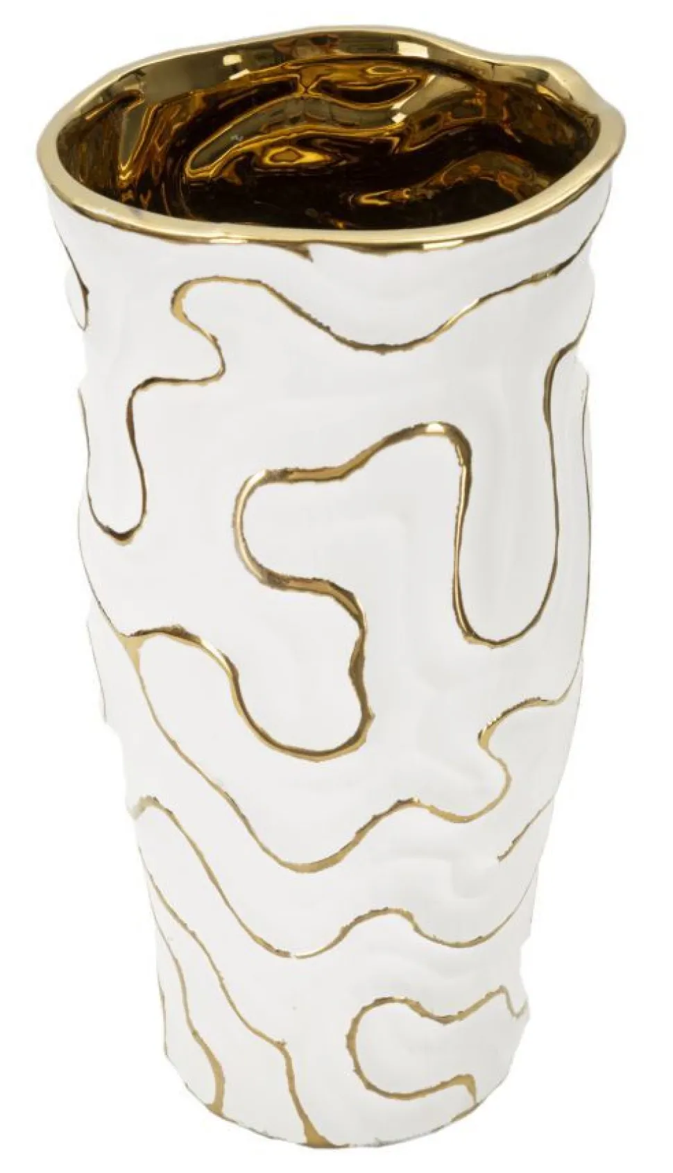 Vase en céramique blanche avec lignes dorées