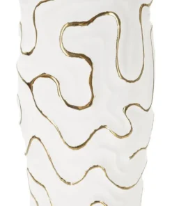 Vase en céramique blanche avec lignes dorées