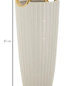 Vase en céramique blanche avec anneaux dorés