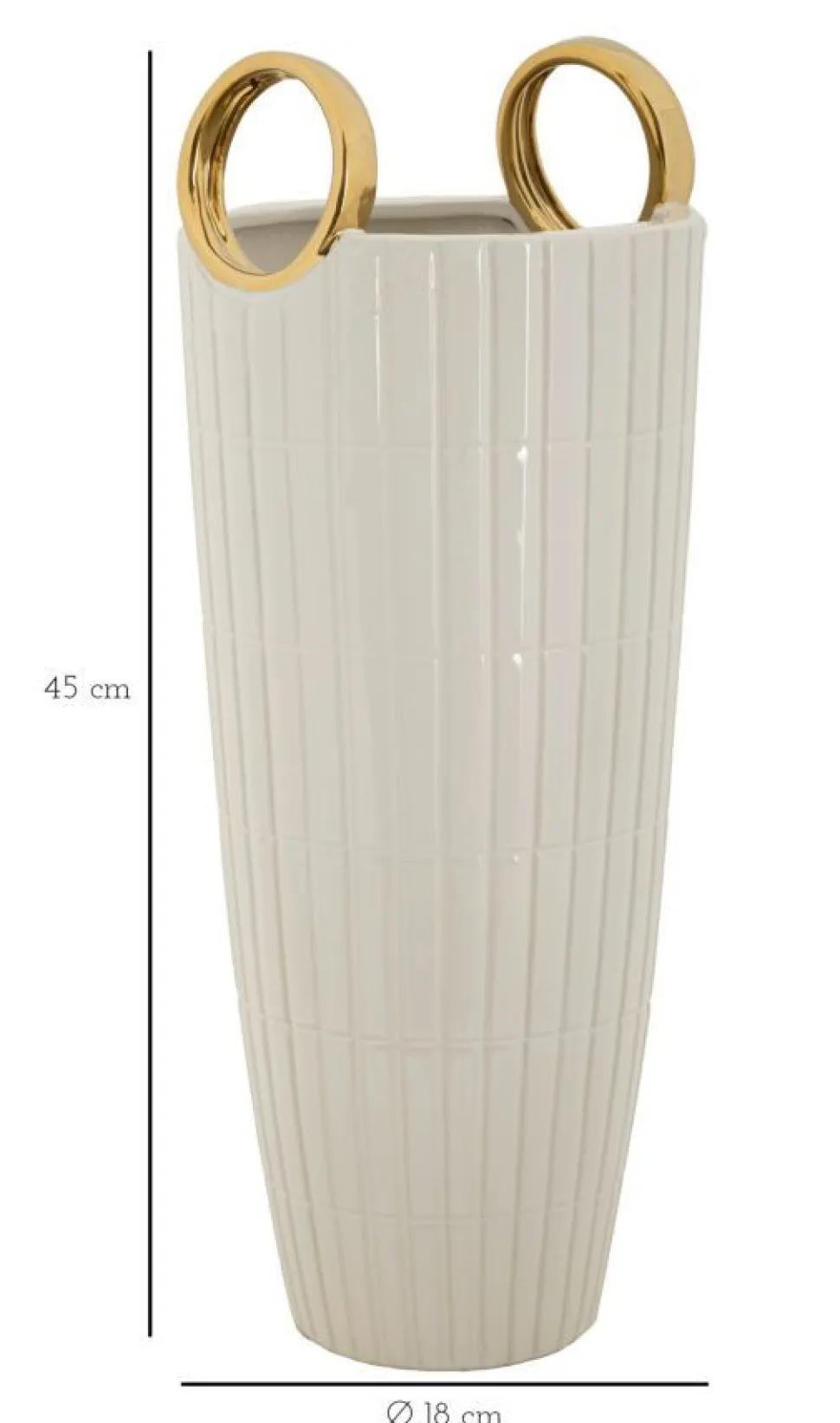 Vase en céramique blanche avec anneaux dorés