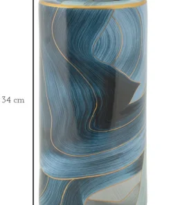 Vase en céramique décoré avec couvercle finitions dorées