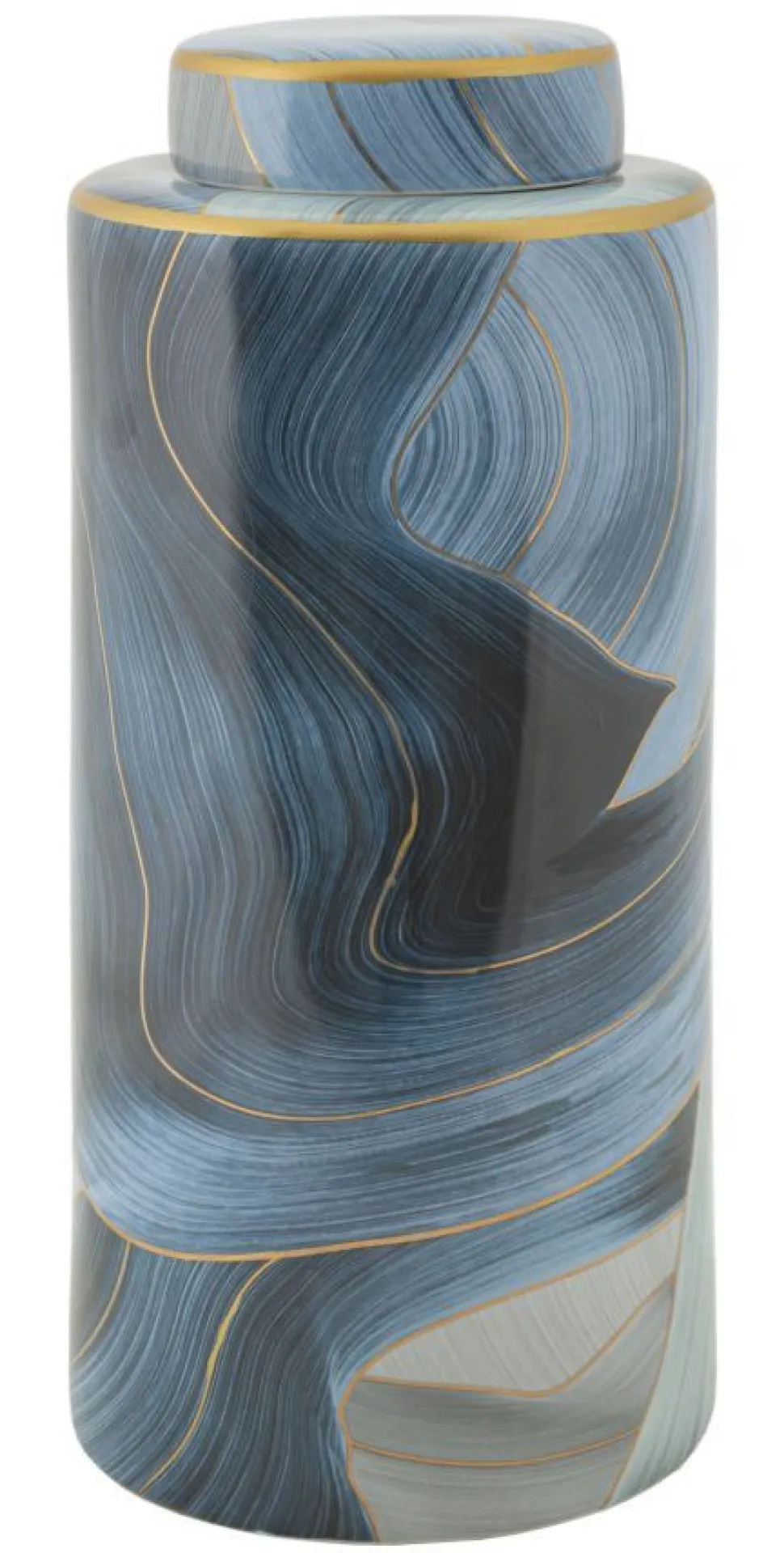 Vase en céramique décoré avec couvercle finitions dorées