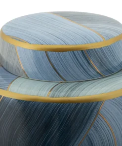Vase en céramique décoré avec couvercle finitions dorées
