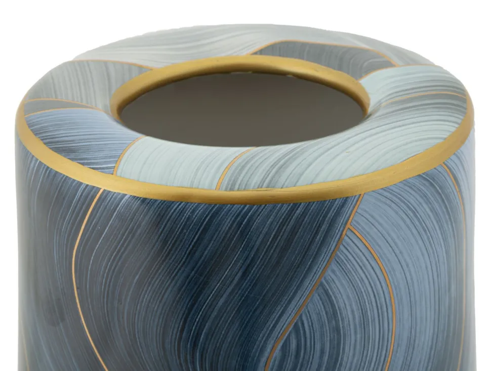 Vase en céramique décoré avec couvercle finitions dorées