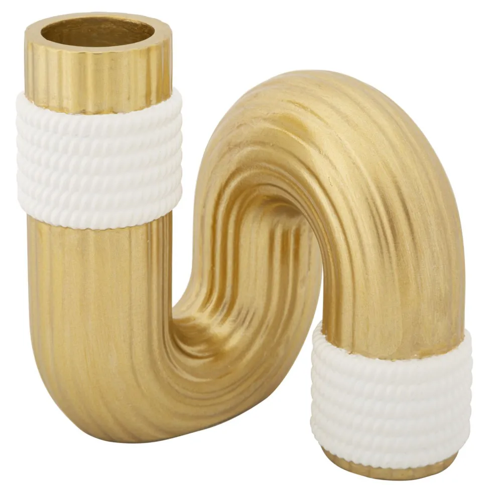Vase en polyester blanc et doré