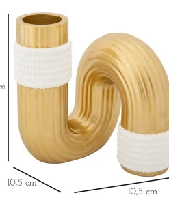 Vase en polyester blanc et doré