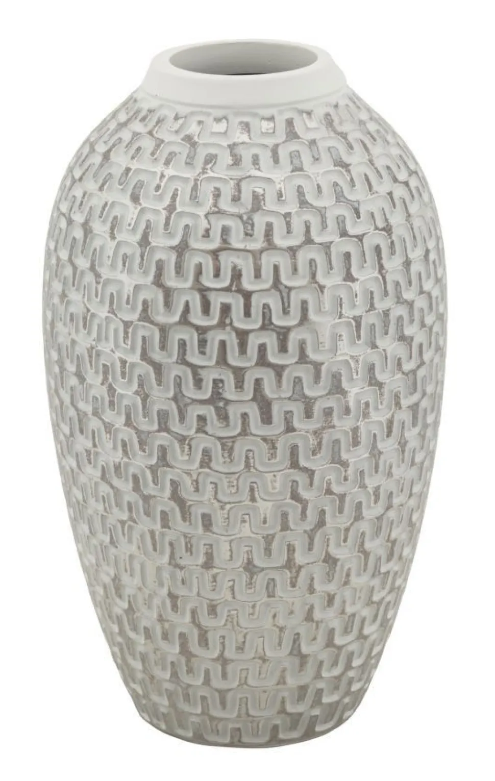 Vase en polyrésine blanc et or décoré sculptures médiévales