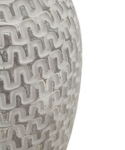 Vase en polyrésine blanc et or décoré sculptures médiévales