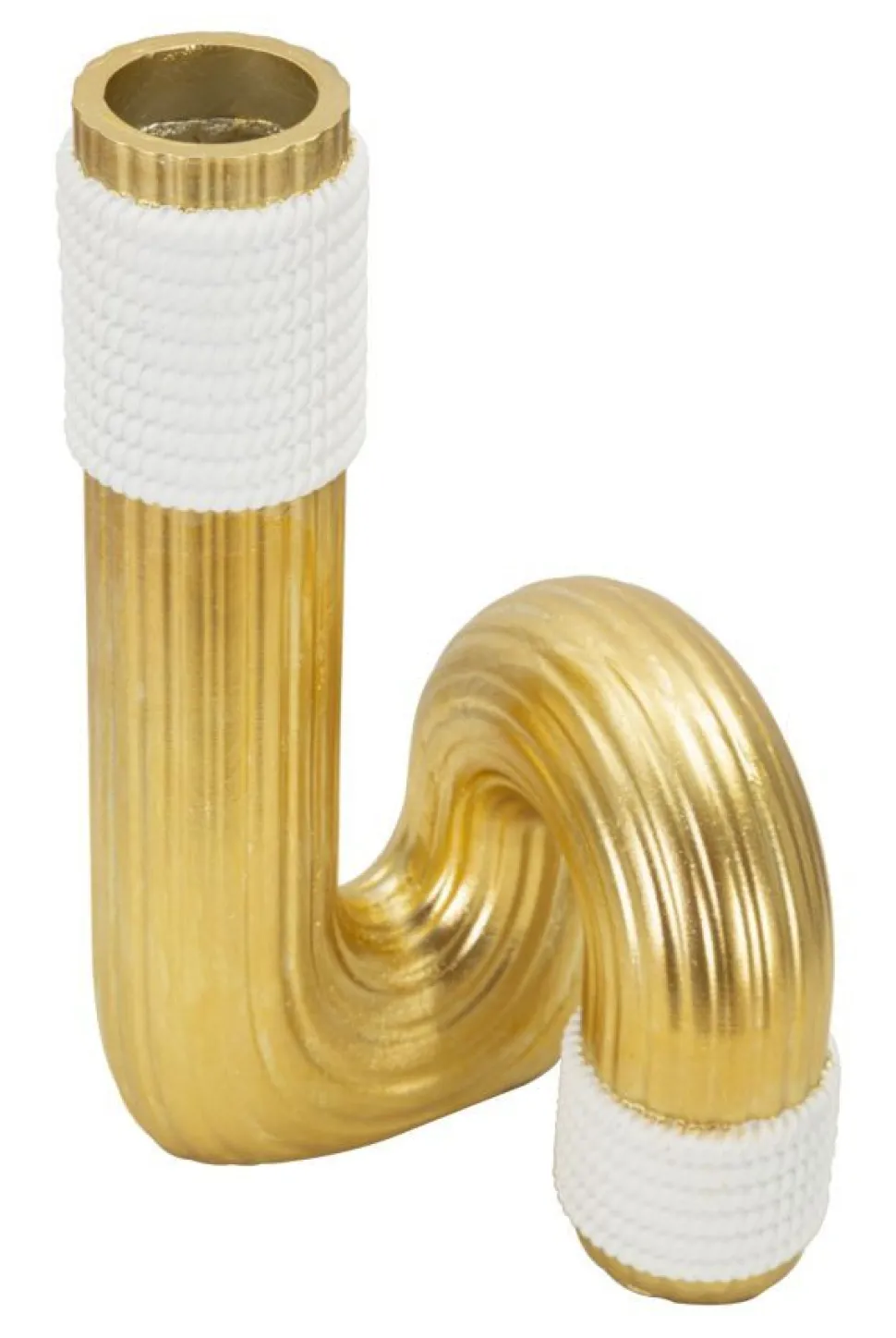 Vase en polyrésine dorée et blanche