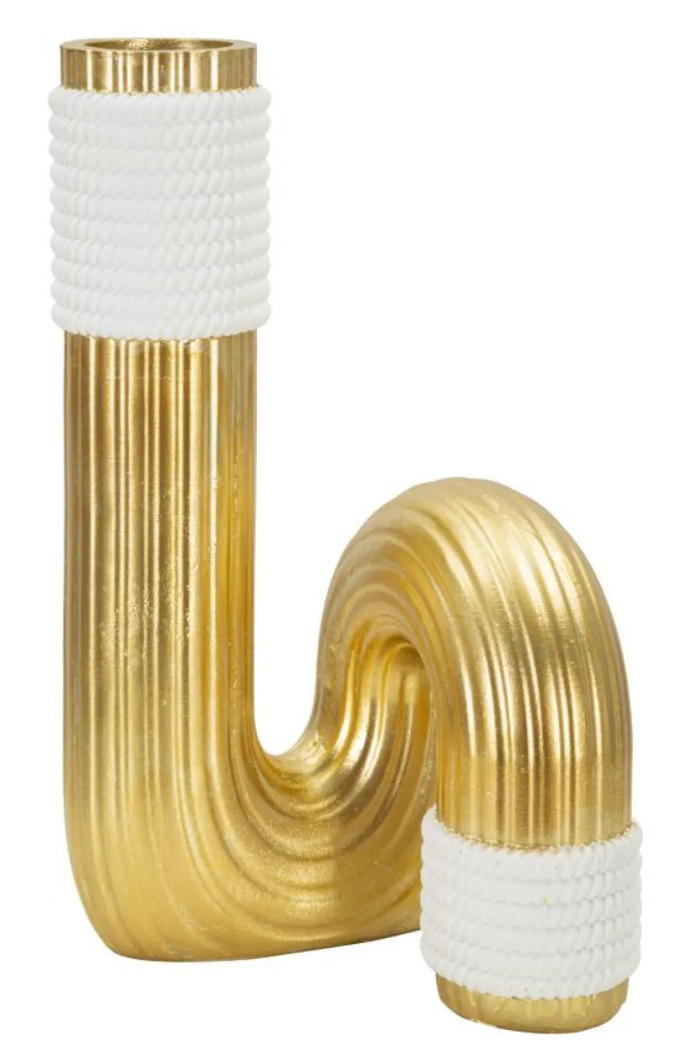 Vase en polyrésine dorée et blanche