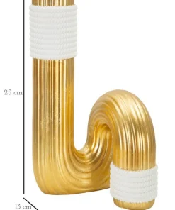 Vase en polyrésine dorée et blanche