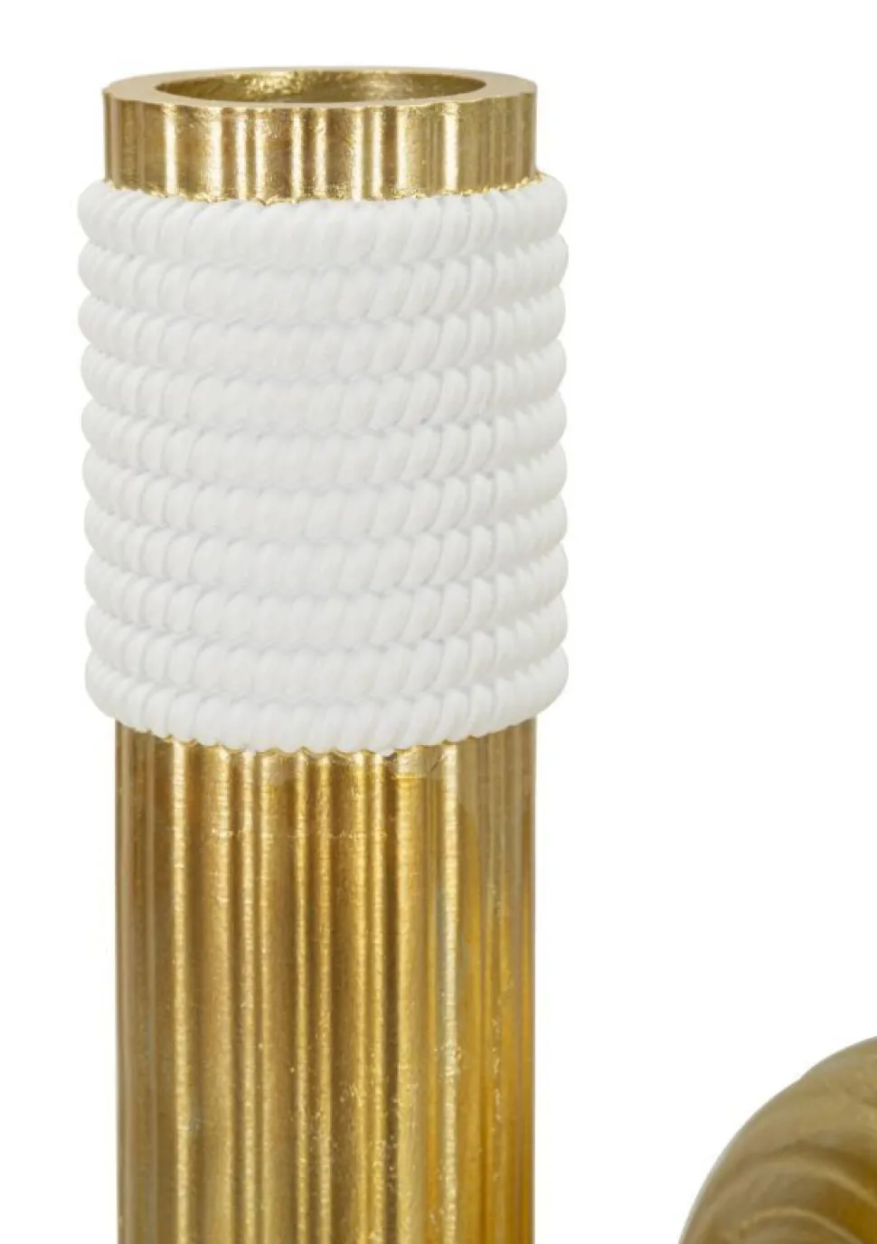 Vase en polyrésine dorée et blanche