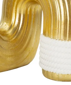 Vase en polyrésine dorée et blanche
