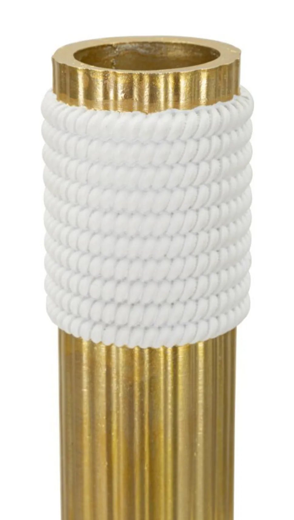Vase en polyrésine dorée finitions blanches
