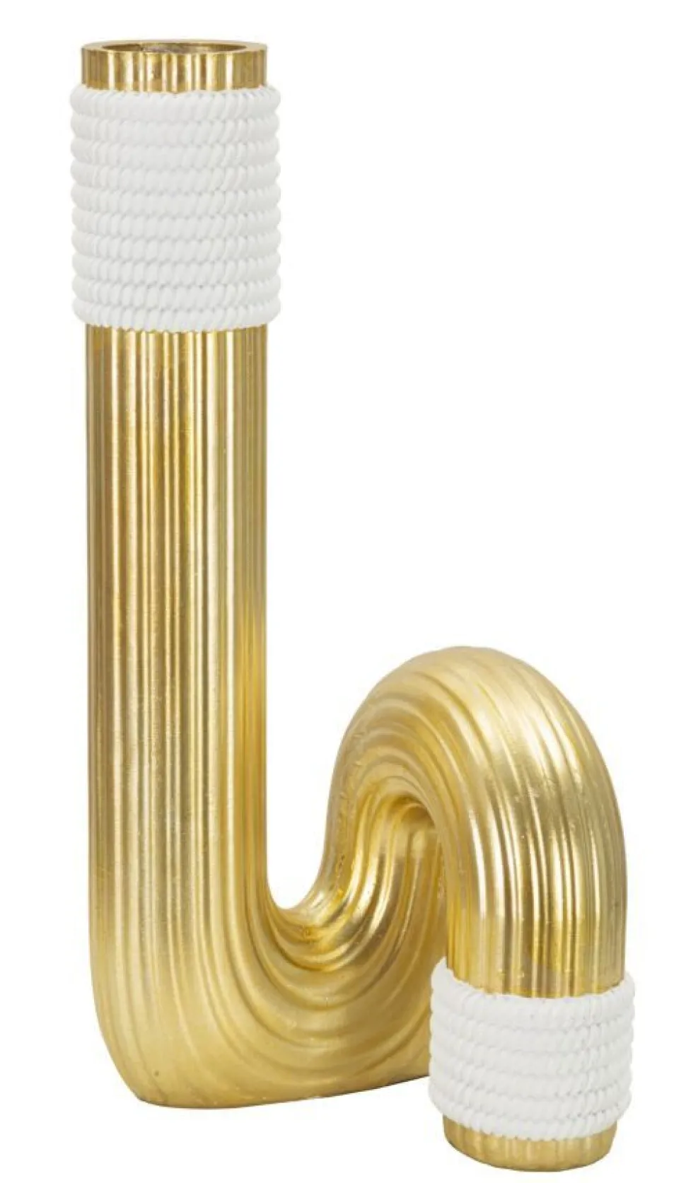 Vase en polyrésine dorée finitions blanches