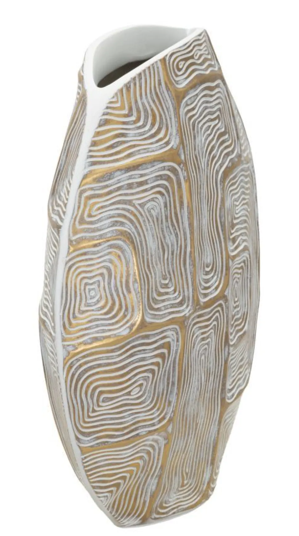 Vase en polyrésine géométrique blanc et or