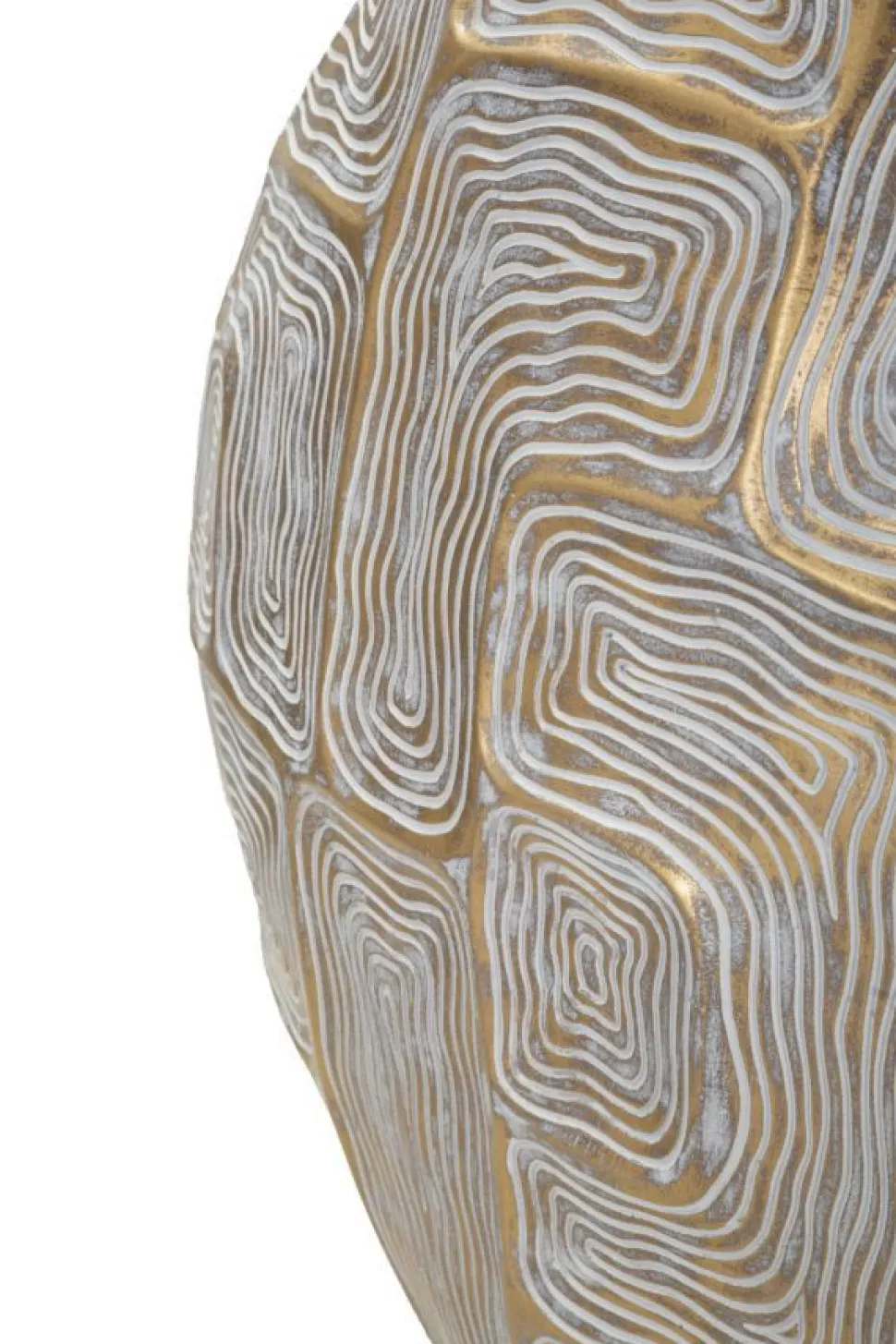 Vase en polyrésine géométrique blanc et or