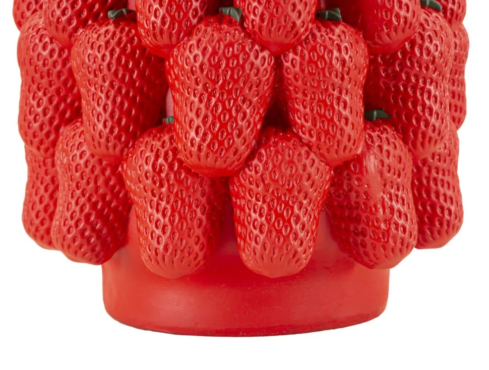 Vase en polyrésine rouge fraises