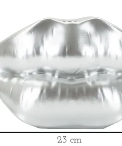 Vase en résine argentée Lips