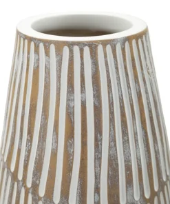 Vase en résine Hanoi finition naturelle avec gravures raffinées
