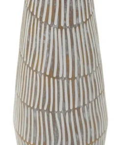 Vase en résine Hanoi finition naturelle avec gravures raffinées