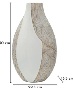 Vase en résine Ho Chi Minh blanc et doré
