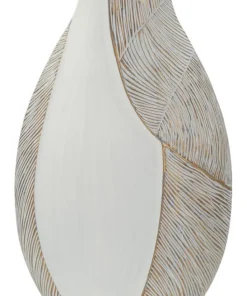 Vase en résine Ho Chi Minh blanc et doré
