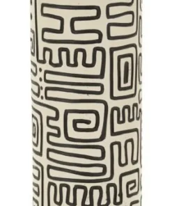 Vase en résine Nairobi décor géométrique crème et noir