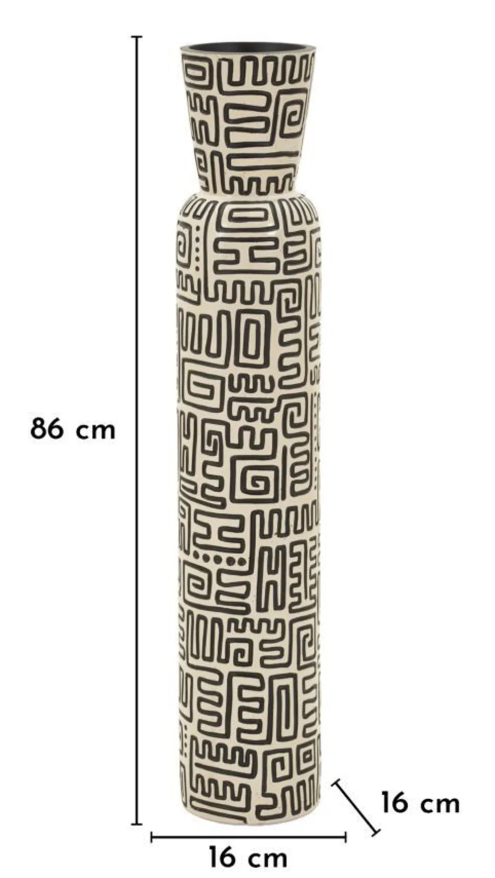 Vase en résine Nairobi motifs graphiques noirs